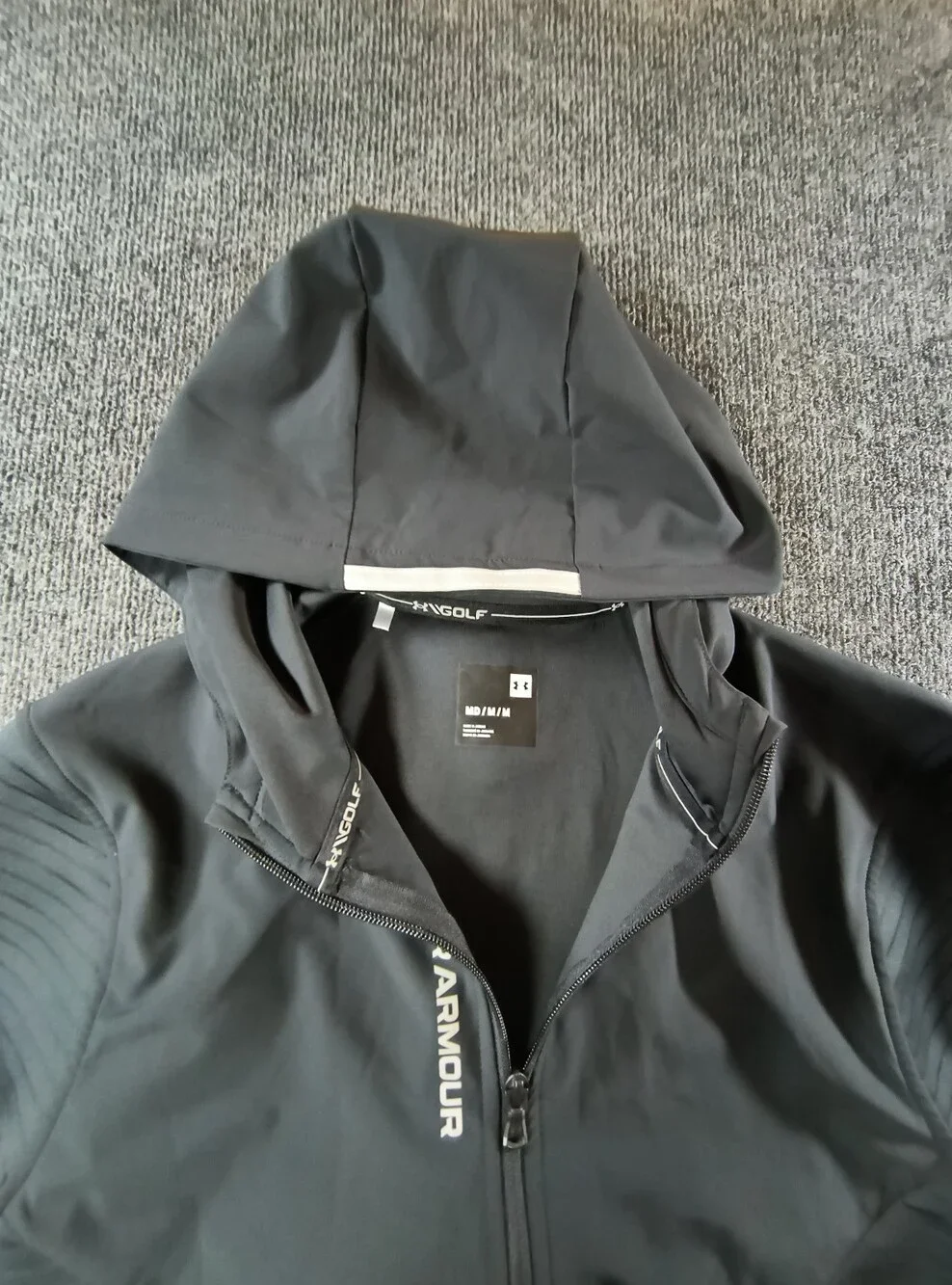 Under Armour Jacket Men Medium Black Storm Full Zip Golf Hybrid Hood Pocket M